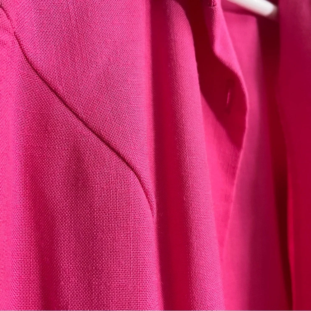 Vintage Habits Lagenlook Sleeveless Button-Front Pink Fuchsia Shirt Dress S-8P - Picture 6 of 7
